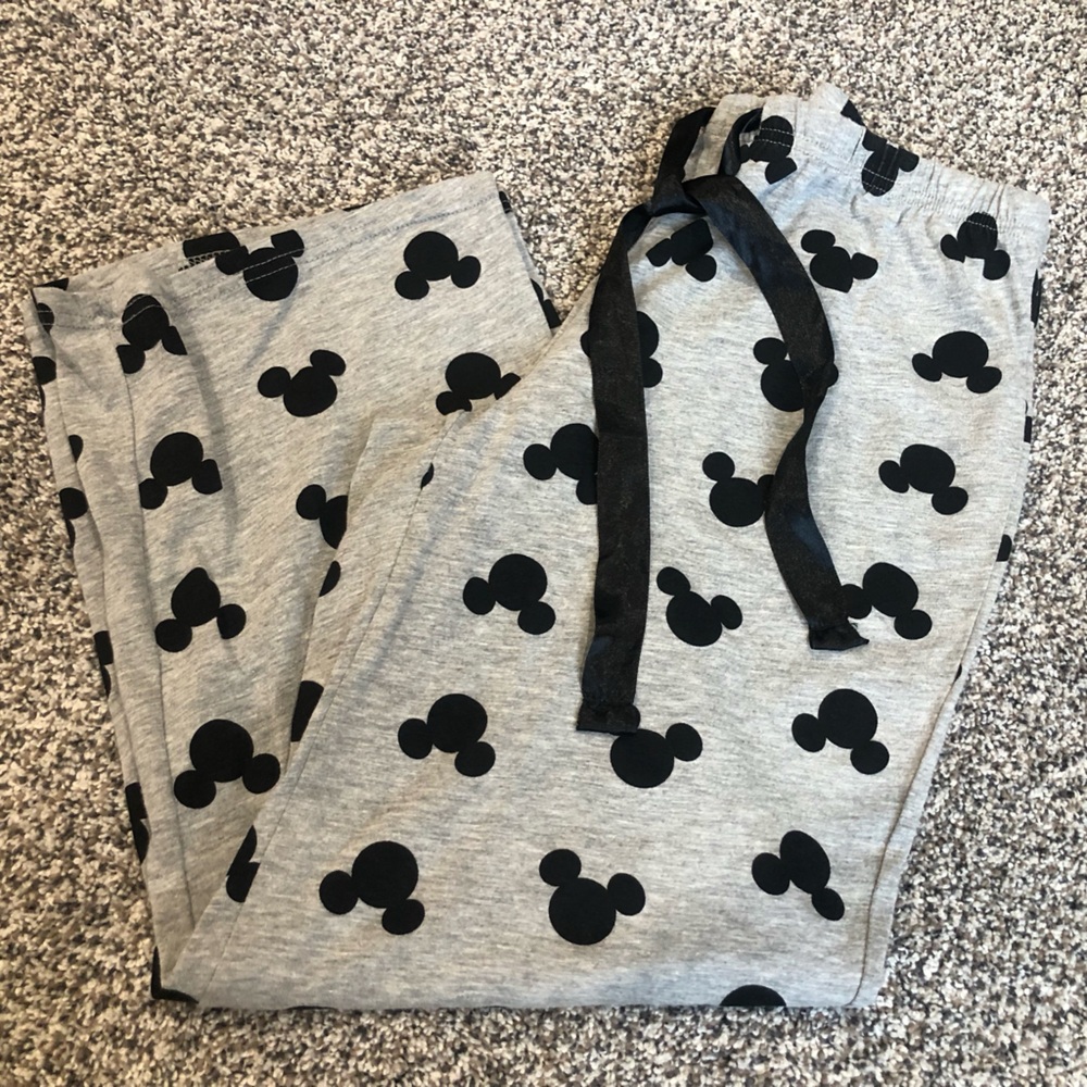 Gray and Black Mickey Mouse Head Pajama Pants - Picture 1 of 8